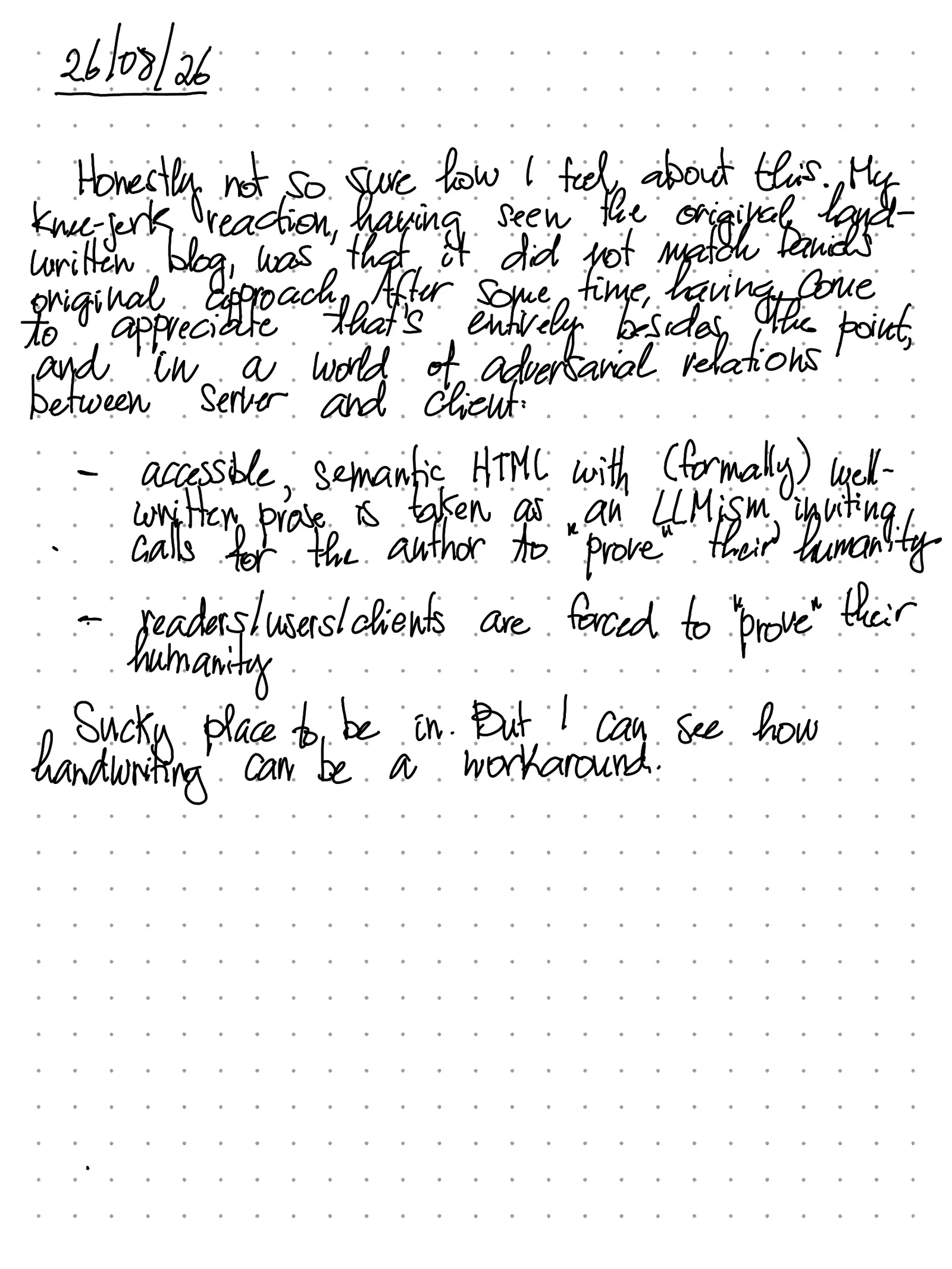 The first post is always phatic , first handwritten page