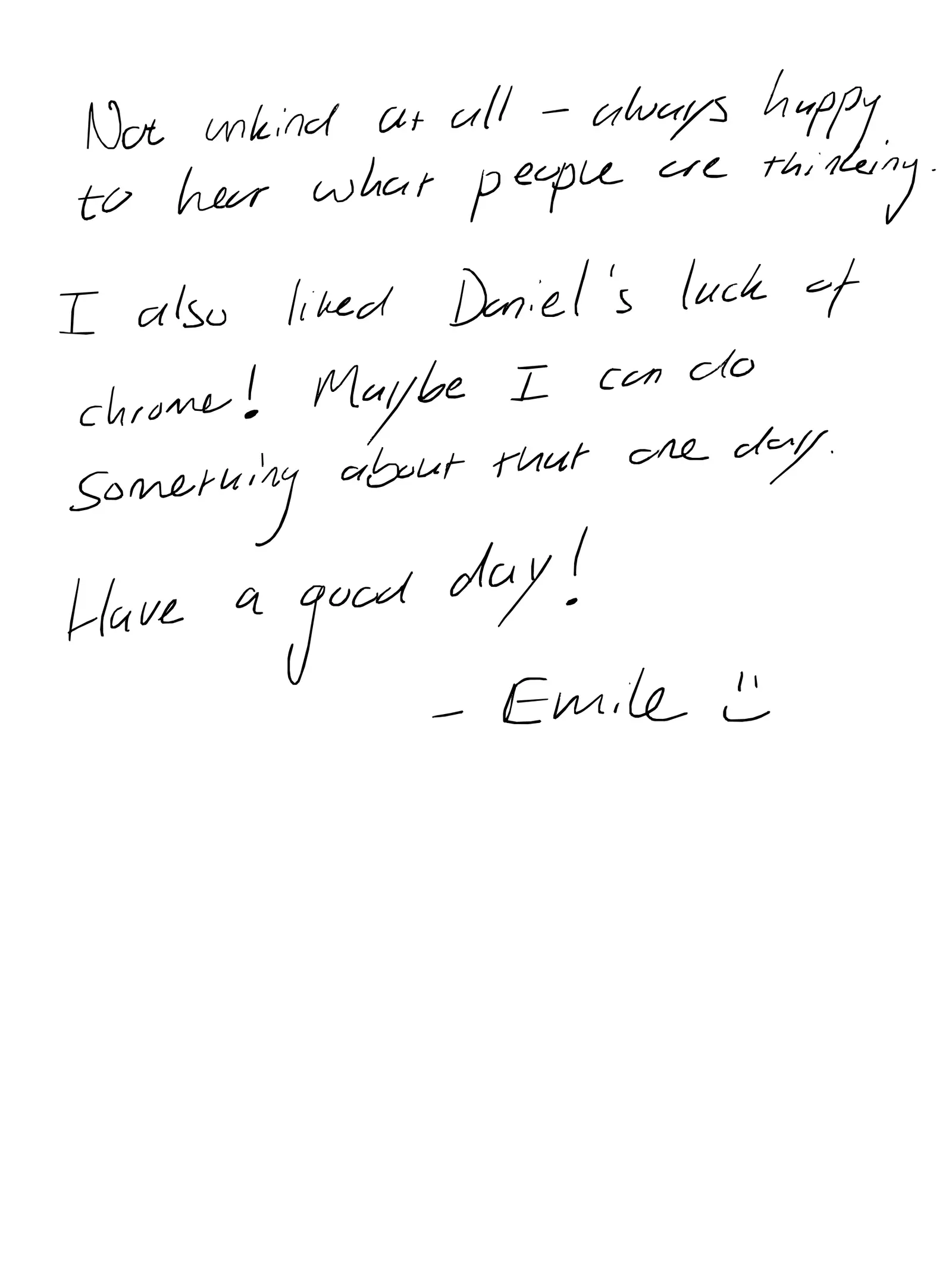 Handwritten comment on In response to Emile, reply 1
